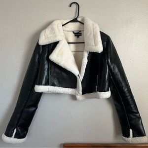 Urban Outfitters Black and White Leather Jacket